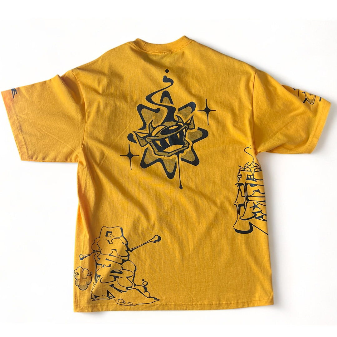 D.A.D.E. x CHEAK  Yellow Wrap Around Tee