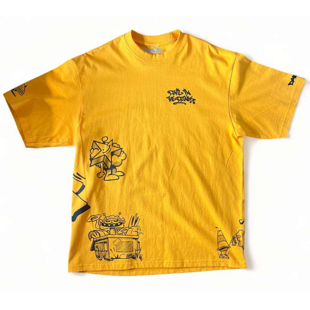 D.A.D.E. x CHEAK  Yellow Wrap Around Tee