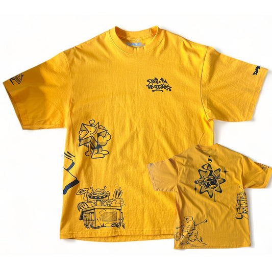 D.A.D.E. x CHEAK  Yellow Wrap Around Tee